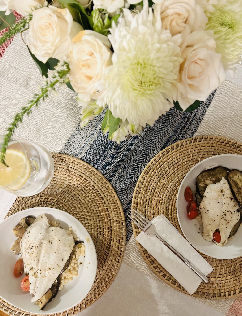 Flounder with Garlicky Eggplant and&nbsp;Tomatoes