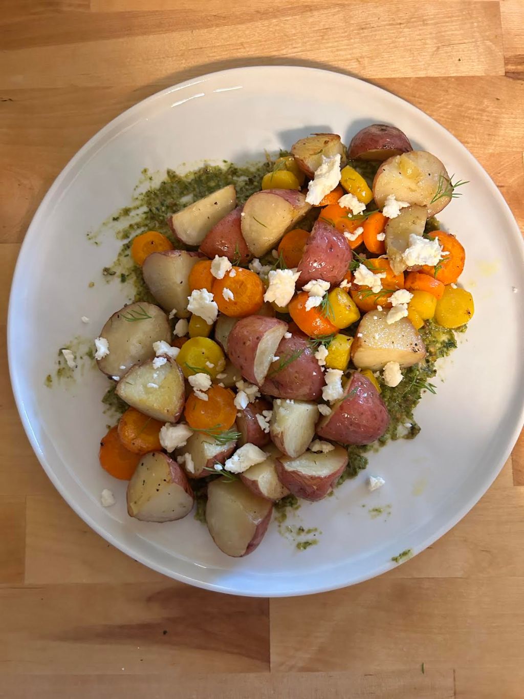 Roasted Carrots and Potatoes with Carrot Top&nbsp;Pesto